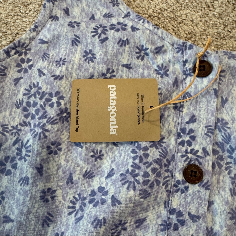 Patagonia Light Blue Floral Button-Front Tank Top - Picture 4 of 7